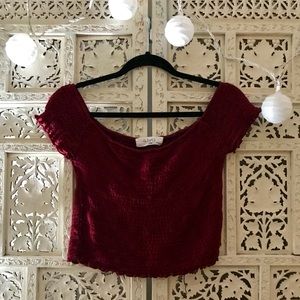 Garnet smocked crop top